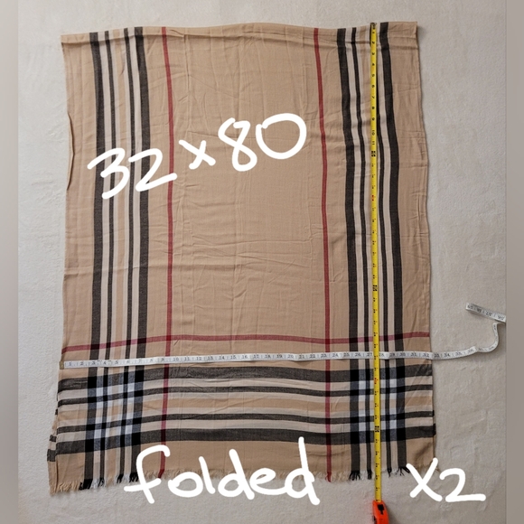Gorgeous Viscose Classic Check Scarf Beige with Red and Black Plaid Wrap - Picture 4 of 13